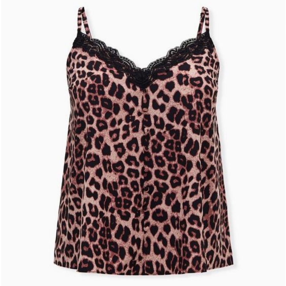 Torrid Leopard Chablis Lace Trim Cami